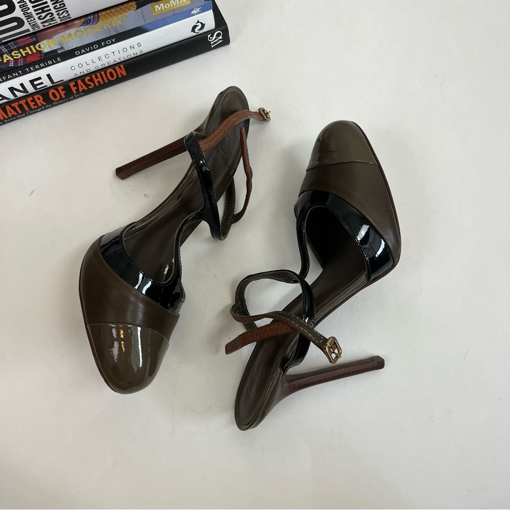 Tory Burch Lexa T Strap Slingback Heels 8.5 Two Tone Pumps - Picture 11 of 16